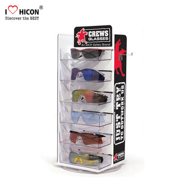 Porcellana Acrilico indipendente un contenitore per esposizione di 5 occhiali da sole di strato che gira per le lenti protettive fornitore