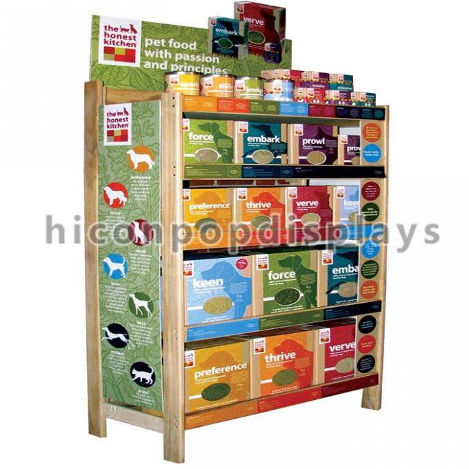 Banchi di mostra su ordinazione delle mercanzie di POP di legno per gli alimentari dell'animale domestico