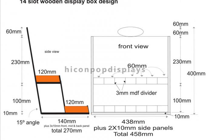 Scatole di presentazione di legno su misura del ripiano di logo 458 * 270 * 400mm per la vendita al dettaglio