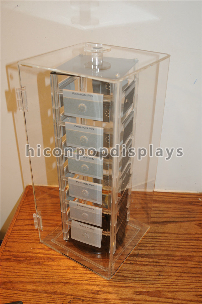 Contenitore per esposizione acrilico girante dei gioielli, vetrina acrilica della torre del lucite del plexiglass