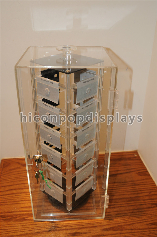 Contenitore per esposizione acrilico girante dei gioielli, vetrina acrilica della torre del lucite del plexiglass