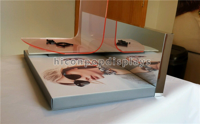 Vassoio d'acciaio dell'esposizione di Sunglass di vendita di occhiali dello specchio acrilico al minuto delle esposizioni