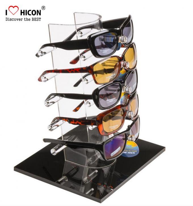 Scaffale di esposizione acrilico da tavolo di occhiali per il negozio di marca 5 paia di promozione degli occhiali da sole