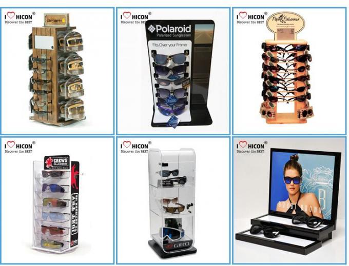 Banco di mostra girante di legno degli occhiali da sole del deposito del contenitore per esposizione degli occhiali da sole della pavimentazione