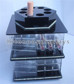 Porcellana Deposito acrilico dei cosmetici del contenitore per esposizione del rossetto da tavolo che gira il banco di mostra acrilico fornitore