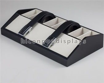 Porcellana Contenitore per esposizione di legno da tavolo della cinghia di cuoio del nero degli scaffali di esposizione per il deposito di modo fornitore