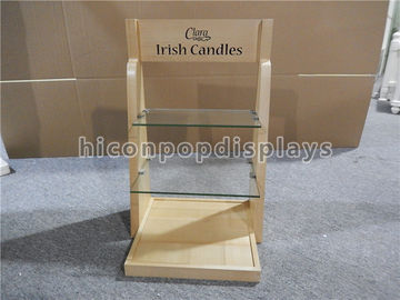 Porcellana Banco di mostra di vetro di legno della candela dei dispositivi della vendita al dettaglio del controsoffitto per la fiera commerciale fornitore