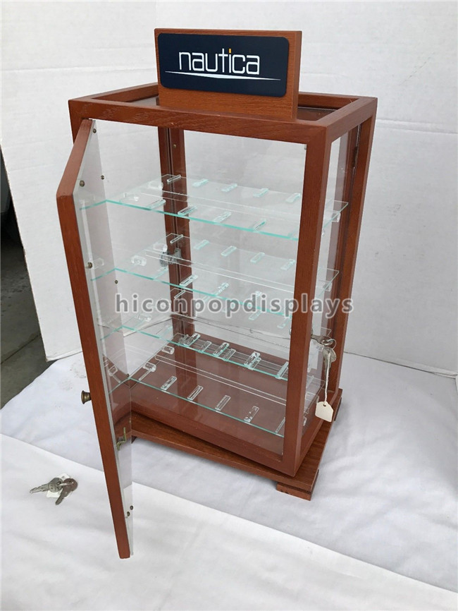 Scaffali chiudibili a chiave di filatura di vetro di legno su ordinazione del contenitore per esposizione 4 dell'orologio dell'esposizione dello scaffale