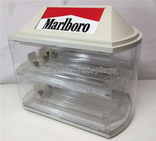 Contenitore per esposizione acrilico d'annata 2 lucidati trasparenti della sigaretta di Marlboro - stratificato