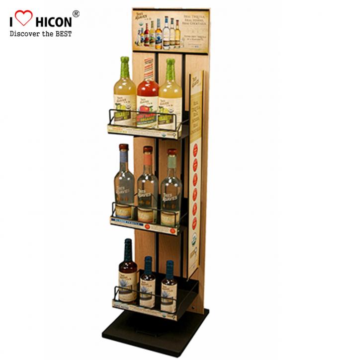 Scaffale di esposizione di legno su ordinazione indipendente del vino per la pubblicità del negozio di alcolici
