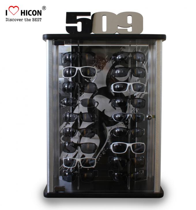 Esposizione di vetro acrilici del controsoffitto del contenitore per esposizione degli occhiali da sole del dettagliante con la serratura/chiave