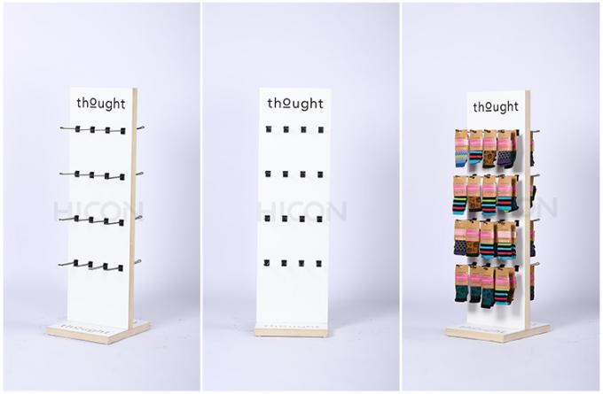L'abitudine creativa visualizza lo scaffale di esposizione al minuto di legno bidirezionale del calzino